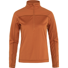 Fjällräven Abisko Lite Fleece Half Zip W Women’s Fleeces Brown, Orange Main Front 59467