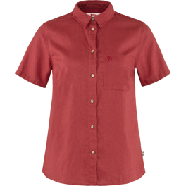 Fjällräven Övik Travel Shirt SS W Women’s Shirts Red Main Front 49346